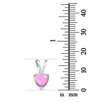 Lab Created Pink Opal Heart Pendant 925 Sterling Silver